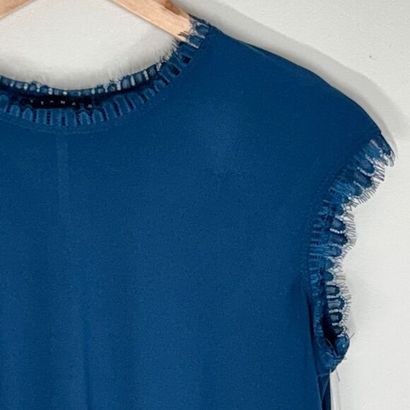 Tiana B. NWT Dress Sleeveless‎ Womens Medium Teal Lace Trim Knee Length - Picture 9 of 12